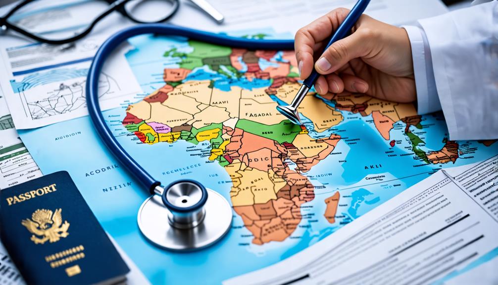 Map of Middle Eastern countries with medical licensing information