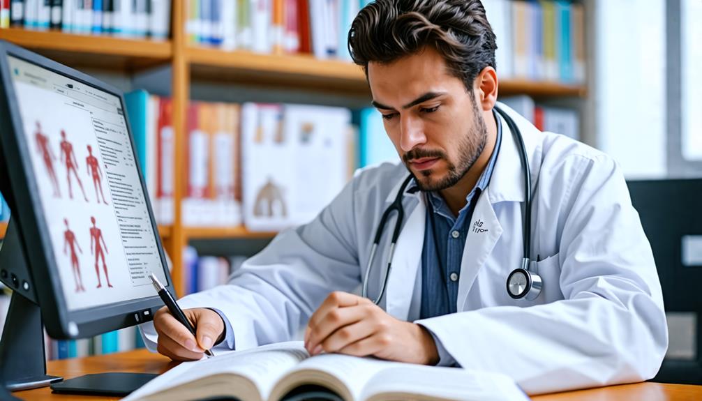 Healthcare professional studying for medical licensing exam
